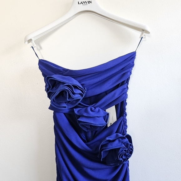 New Zara Floral Rosette Cut Out Bluish Mini Dress Blogger Favorite Small - Picture 13 of 17